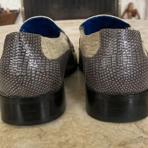 Roberto Chillini Retro-style Croc-Embossed Monk Strap Shoes - Picture 5 of 8